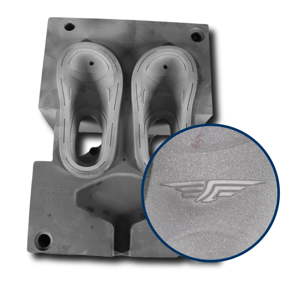 5 AXIS LASER TEXTURING ON RED TAPE SLIPPER MOULD